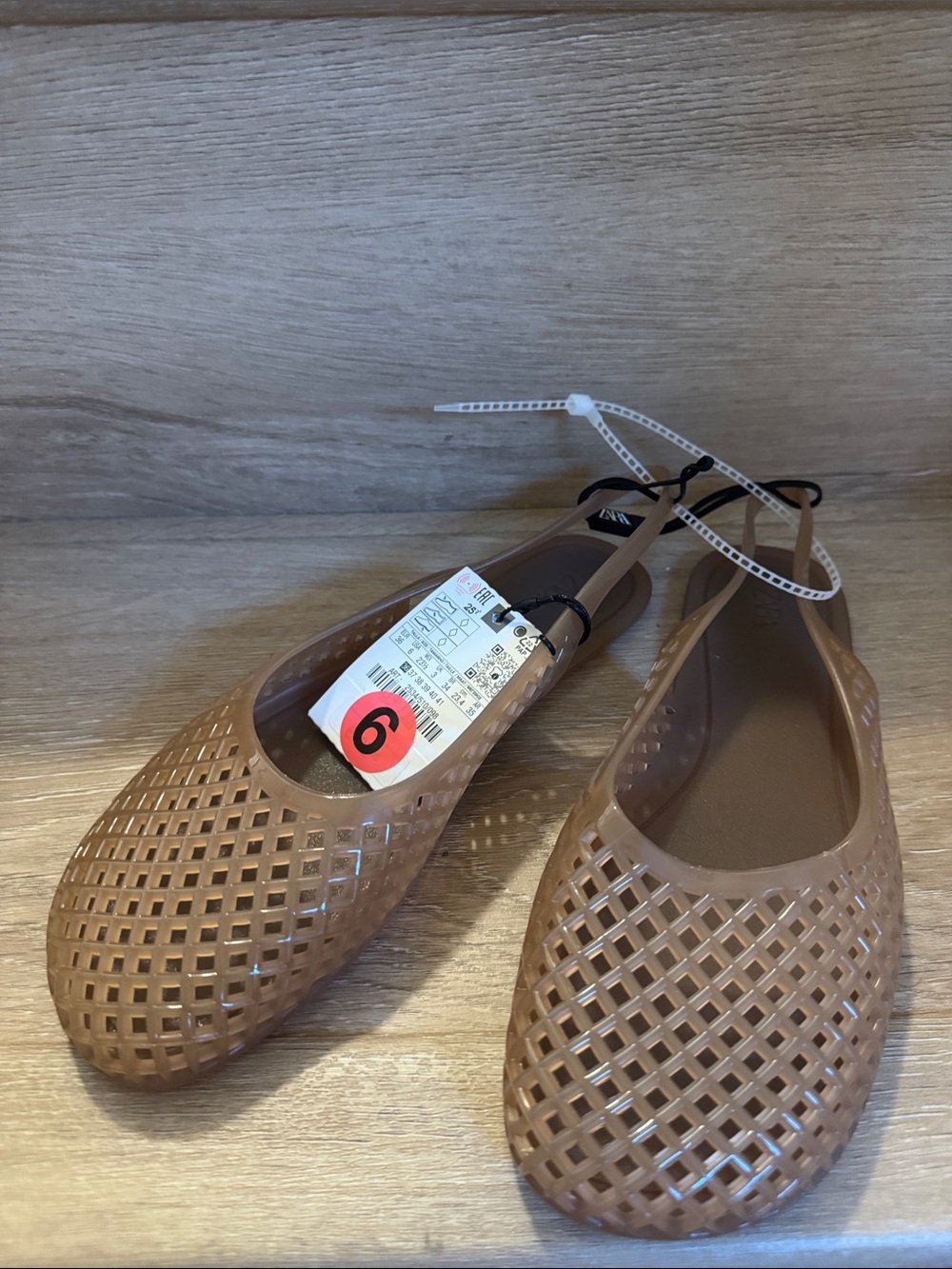 Zara Brown Lattice Slingback Jelly Flats - Picture 3 of 5
